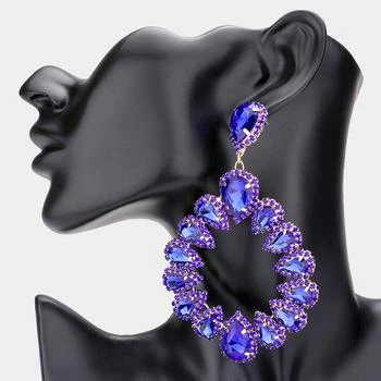 FASHNZFAB | Teardrop Stone Cluster Dangle Evening Earrings - Sapphire,商家Premium Outlets,价格¥184