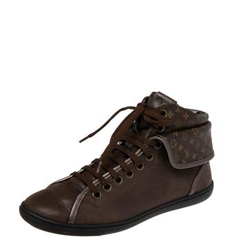 lv长筒靴, [二手商品] Louis Vuitton | Louis Vuitton Brown Monogram Canvas And Leather Brea Sneaker Boots Size 37.5商品图片 4.3折, 满1件减$100, 满减