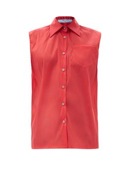 Prada | Sleeveless silk-blend organza shirt商品图片,