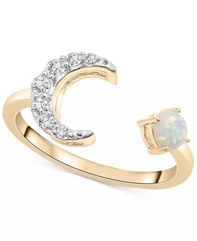 Macy's | Lab-Created Opal (1/10 ct. t.w.) & Lab-Created White Sapphire (3/8 ct. t.w.) Crescent Moon Cuff Ring in 14k Gold-Plated Sterling Silver,商家Macy's,价格¥1309