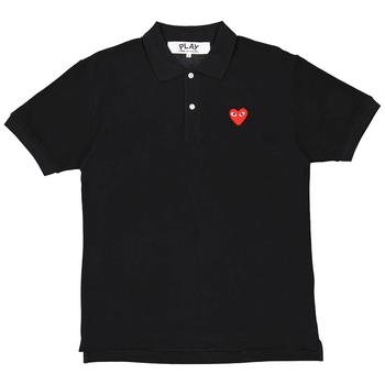 product Comme Des Garcons Embroidered Red Heart Polo Shirt In Black image