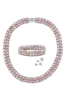 DELMAR | Diamond & Pearl Stud Earrings & Pendant Necklace Set,商家Nordstrom Rack,价格¥1270