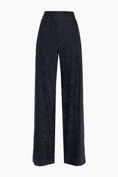 ROLAND MOURET, ROLAND MOURET | Brunswick metallic plissé silk-blend georgette wide-leg pants商品图片 3折