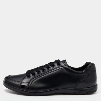 prada男鞋好不好, Prada | Prada Black Leather Low Top Sneakers Size 41商品图片 5.9折, 满1件减$100, 满减