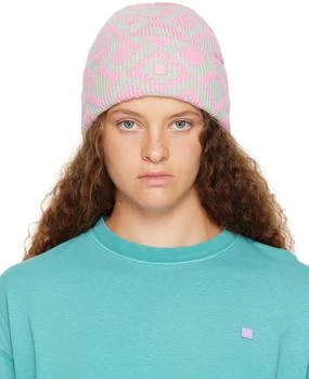 Acne Studios | Pink & Green Tiles Beanie 4.3折, 独家减免邮费