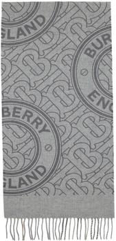 春装burberry围巾, Burberry | 灰色 Monogram & Check 双面围巾商品图片 