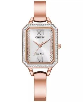 Citizen | Eco-Drive Women's Crystal Rose Gold-Tone Stainless Steel Bangle Watch 23mm,商家Macy's,价格¥1826