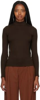 推荐Brown Mock Neck Long Sleeve T-Shirt商品