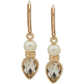 Anne Klein | Gold-Tone White Imitation Pearl & Crystal Drop Earrings 独家减免邮费