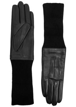 推荐Leather and ribbed-knit gloves商品