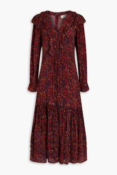 Sea | Ilana ruffled printed crepe de chine midi dress 4.5折