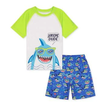 Little Boys Cool Shark Swim Top and Printed Swim Shorts, 2 Piece Set