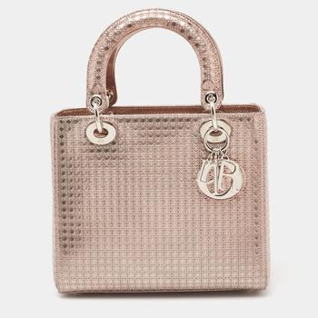 [二手商品] Dior | Dior Metallic Rose Gold Micro Cannage Laminated Leather Medium Lady Dior Tote商品图片,7.4折, 满1件减$100, 满减