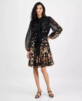 Tahari | Women's Tie-Neck Belted Long-Sleeve Dress,商家Macy's,价格¥581