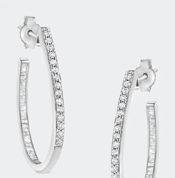 Haus of Brilliance | 10K White Gold, ½ Cttw Diamond, ½ Cttw Lab-Grown Blue Sapphire Leverback Hoop Earrings,商家Verishop,价格¥9865