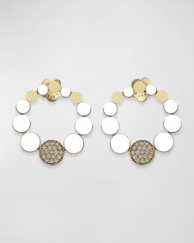 商品18K Yellow Gold Renn Earrings with 38 Diamonds and White Enamel图片