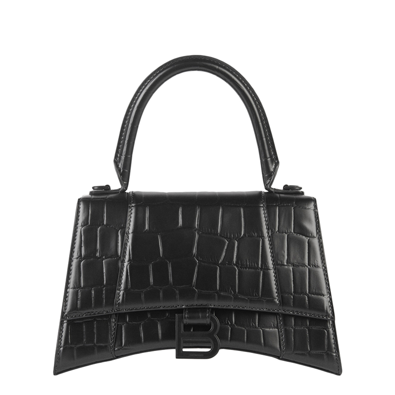 巴黎世家沙漏包价格, Balenciaga | Balenciaga/巴黎世家 新款HOURGLASS系列 女士小号黑色鳄鱼压纹小牛皮哑光黑扣单肩斜挎手提沙漏包59354615V771000商品图片 7.4折, 包邮包税