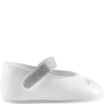商品Balmain | Balmain White Flats For Baby Girl With Silver Logo,商家Italist,价格¥1389图片