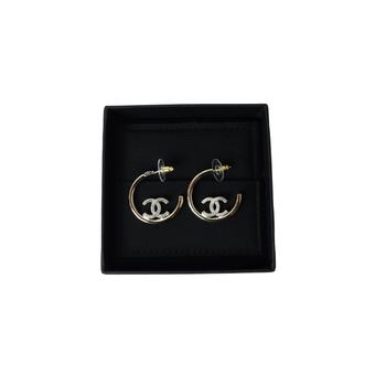 Chanel | Chanel Metal CC Logo Hoop Earrings Gold商品图片,额外9.5折, 额外九五折