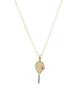 商品​Tri Color 14K Gold Tennis Racquet Pendant Necklace图片