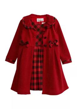 推荐Toddler Girls Lurex Knit Coat with Buffalo Check Dress商品