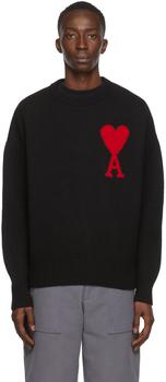 AMI | Black Ami de Cœur Crewneck Sweater商品图片,额外8.5折, 独家减免邮费, 额外八五折