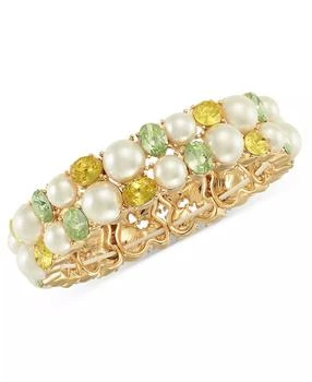 Charter Club | Gold-Tone Crystal & Imitation Pearl Stretch Bracelet, Exclusively at Macy's,商家Macy's,价格¥88