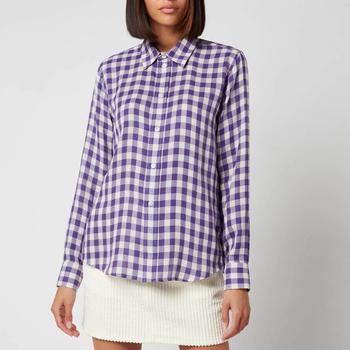 推荐AMI Women's Classic Gingham Shirt - Violet商品