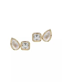 Anzie | Mélia 14K Yellow Gold, Moonstone & Clear Topaz Toi Et Moi Stud Earrings,商家Saks Fifth Avenue,价格¥4314