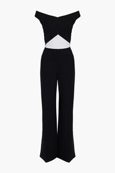 ROLAND MOURET, ROLAND MOURET | Harran two-tone wool-crepe wide-leg jumpsuit商品图片 2.9折