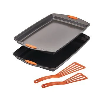 Rachael Ray | Bakeware Oven Lovin' Nonstick Double Batch Cookie Pan and Utensil Set, 4-Pc., Orange Handles,商家Macy's,价格¥292