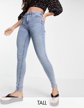 Topshop Tall Jamie jeans with abraded pocket in bleach