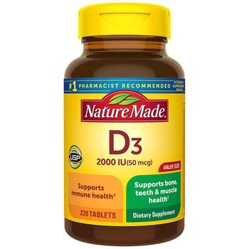 Nature Made | 维生素 D3 2000 IU（50 mg）片剂 满二免一, 满$30享8.5折, 满折, 满免