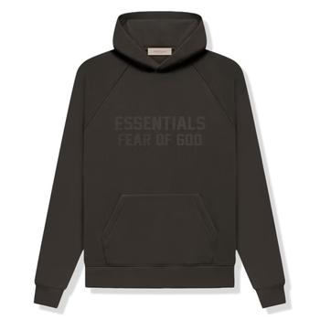 推荐Fear Of God Essentials Logo Flocked Off Black Hoodie商品