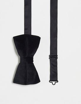 ASOS | ASOS DESIGN velvet bow tie in black商品图片,8折×额外8折x额外9.5折, 独家减免邮费, 额外八折, 额外九五折