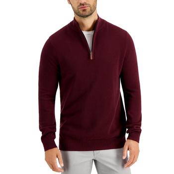 推荐Men's Quarter-Zip Textured Cotton Sweater, Created for Macy's商品