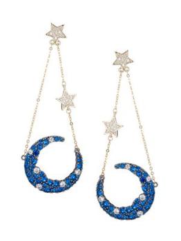Eye Candy LA | Luxe Crystal Star & Moon Drop Earrings商品图片,5折