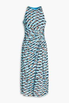 Badgley Mischka | Draped printed crepe de chine midi dress 2.5折×额外8折x额外9.5折, 额外八折, 额外九五折