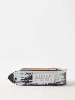 MAISON MARGIELA | Logo-plaque distressed leather belt商品图片,