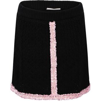 推荐Fuzzy ruffle trims skirt in black and pink商品