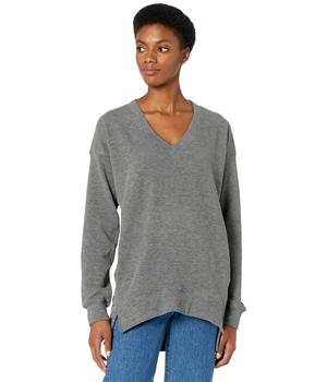 推荐Cozy Heathered Knit V-Neck Sweatshirt商品