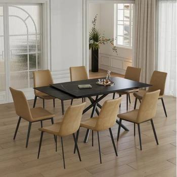 Streamdale Furniture | Streamdale Retractable Sintered Stone Dining Table Set (Table + 8 Chairs),商家Premium Outlets,价格¥9402