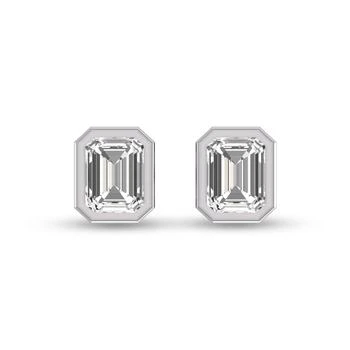 SSELECTS | Lab Grown 1/4 Carat Emerald Bezel Set Diamond Solitaire Earrings In 14k White Gold,商家Premium Outlets,价格¥3646