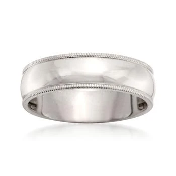 Ross-Simons Men's 6mm 14kt White Gold Milgrain Wedding Ring