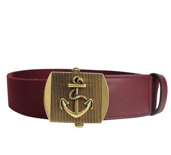 gucci皮带男, Gucci | Gucci Men's Military Burgundy Fabric Anchor Brass Buckle Belt 375191 6148商品图片 6.5折