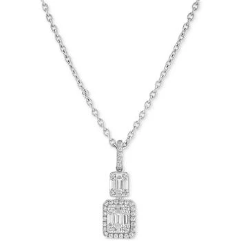 Macy's | Cubic Zirconia Baguette Cluster 18" Pendant Necklace in Sterling Silver 3.4折