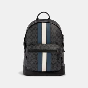 Coach | Coach Outlet West Backpack In Signature Canvas With Varsity Stripe 4.3折, 独家减免邮费