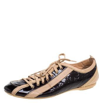 lv低帮鞋, [二手商品] Louis Vuitton | Louis Vuitton Beige/Burgundy Patent Leather And Leather Low Top Sneakers Size 38.5商品图片 满1件减$100, 满减