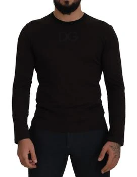 推荐Dolce & Gabbana Brown Cotton Slim Crewneck Pullover Sweater商品