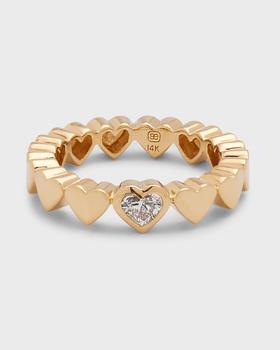 商品14k Yellow Gold Single Diamond Heart Ring, Size 6.5图片